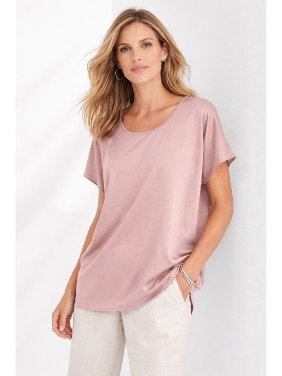 Eileen Fisher Tops - EILEEN FISHER t shirt tee short sleeve satin pink XL lightweight casual summer